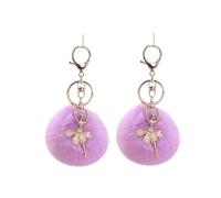 Hehglng 2Pcs Purple Lovely Rhinestone Inlaid Dancing Ballet Pom Pom Keychains Fluffy Plush Ball Pendants Key Chain Charming Women, Dance Keychain, Fluffy Ball Keychain, Women's Keyrings and Keychains