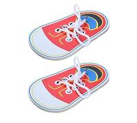 Hehglng 2Pcs Red Wooden Shoe Tying Practice, Learn to Tie Your Own Shoes Threading Lacing Shoe Training Early Learning Kits, Threading Lacing Shoes Training Board Early Learning