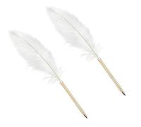 Hehglng 2Pcs White Feather Ballpoint Pen Black Inks Pen Wedding Signing Pen Refillable Ballpoint Pen for School Writing,Signatures Pens and Refills Office and School Supplies