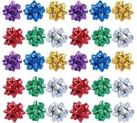 Hehglng 50Pcs Mini Bows - 1" Metallic Star Self-Adhesive Wrapping Accents, Vibrant All-Occasion Bows for Presents/Crafts/Party Decor, Holiday and Valentine's Day Essentials (Mixed Colors)