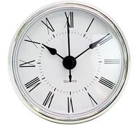 Hehglng Clock Silver Tone Bezel White Face 2.8Inch/70mm Clock Insert Round Movement Roman Numeral Fit 63mm Diameter Hole Movements