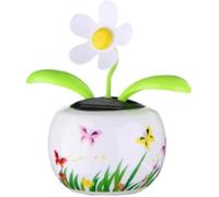Hehglng White Solar Powered Dancing White Flower in Colorful Shape Flip Flap,Animated Bobblehead Dancer Office Desk Car Decoration for Car,Window Sun Catcher Dashboard Decor Solar Power Kits