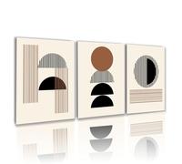 HEHGVCF 3 Piece Black Canvas Art Set, Abstract Line Wall Art, Modern Living Room and Bedroom Decoration, Without Frame (Geometry, 50 x 70 cm)
