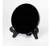 HEHGVCF Black Obsidian Mirror, Obsidian Divination Multifunctional Decorative Mirror with Stand for Home Decor, Divination Meditation (Black, 6 x 6 cm)