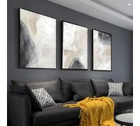 HEHGVCF Canvas Pictures, Set of 3, Beige Grey Canvas Pictures, Modern Canvas Pictures Wall Poster, Abstract Wall Picture Pictures Living Room Wall Decoration Without Frame Art Poster (D, 50 x 70 cm)