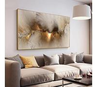 HEHGVCF Gold Aurora Wall Art, 1 Piece Modern Picture on Canvas, Natural Canvas Pictures, Large XXL Bedroom Living Room Decor without Frame (Gold, 70 x 140 cm)