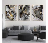 HEHGVCF Wall Picture Black Grey, Home Decor Picture 50 x 70 cm, Grey Texture Marble Picture on Canvas Non-Woven Living Room Canvas Pictures Decor Frameless (C, 40 x 60 cm)