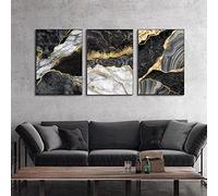 HEHGVCF Wall Picture Black Grey, Home Decor Picture 50 x 70 cm, Grey Texture Marble Picture on Canvas Non-Woven Living Room Canvas Pictures Decor Frameless (A, 40 x 60 cm)