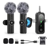 HEHOTTC 3 in 1 Mini Wireless Lavalier Microphone for All Devices (iOS, Andriod, Camera, PC) - Noise Reduction Lapel Mic for Recording, Clip on Omni Lav Mic for Video Recording, Tiktok, YouTube, Vlog
