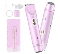 hehred Glow Aura Womens Shaver, 2 in 1 Electric Lady Shaver, Dual Head Bikini Trimmer for Women, Comfort Electric Shaver for Underarm Leg Arm Body Face Hair (Purple)