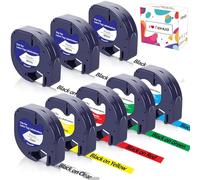 Hehua 8 Pack Replacement for Dymo Letratag Plastic Label Tape 91201 (3pack) 91202 91203 91204 91205 12267, Compatible with Dymo LetraTag LT-100H LT-100T Plus LT-110T QX50 XR XM 2000 (12mm x 4m)
