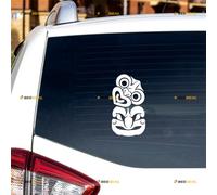 HEI-Tiki Maori Tiki New Zealand Sticker Decal Vinyl - 2 Pack White 10.2cm - for Car Boat Laptop Cup No Background Die-Cut 0214a5