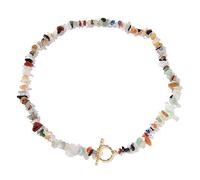 [Heiat] Bohemian Gravel Natural Semi Precious Stone Necklace Jewelry Choker Women Pendant Women Fashion Necklace Stone Necklace Healing Choker Fashion Jewelry Beads Necklace for Women Bohemian