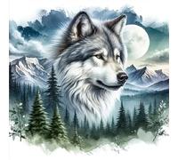 HEIBAGO 5D Animal Diamond Art Painting Kits for Audlts, DIY Full Drill Diamond Painting Wolf for Beginners Rhinestone Diamond Dots Set Forest Gem Art Crafts for Home Decor 30x30cm