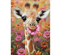 HEIBAGO 5D Animal Diamond Painting Kits for Adults, DIY Giraffe Full Drill Diamond Art Painting Kits, Diamond Dots Kits Flower Crystal Rhinestone Embroidery Art Pictures for Home Wall 30x40cm