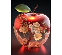 HEIBAGO 5D Apple Diamond Painting Kits for Adults, Full Drill Flower Diamond Art Kits for Beginners, DIY Landscape Round Diamond Dots Kits Crystal Craft for Home Art Decor 30x40cm