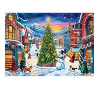 HEIBAGO 5D Christmas Street Scene Diamond Painting Kits for Audlts, DIY Christmas Trees Diamond Art, Full Drill Diamond Dots Kits Rhinestone Embroidery Crystal Crafts for Home Wall Decor 30x40cm