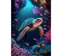 HEIBAGO 5D Diamond Art Painting Kits for Adults, Sea Turtle Diamond Painting Kits for Beginners, Full Drill Round Diamond Dots Kits Animal Painting Craft for Home Art Decor 30x40cm