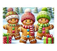 HEIBAGO 5D Diamond Painting Kits for Adults, DIY Christmas Gingerbread Men Full Drill Diamond Art Kits, Diamond Dots Kits Christmas Crystal Rhinestone Embroidery Art Pictures for Home Decor 30x40cm