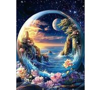HEIBAGO 5D Diamond Painting Kits for Adults, DIY Dreamy Landscape Full Drill Diamond Art Painting Kits, Diamond Dots Kits Moon Crystal Rhinestone Embroidery Art Pictures for Home Wall 30x40cm