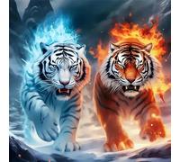 HEIBAGO 5D Diamond Painting Kits for Adults, DIY Tiger Full Drill Diamond Art Painting Kits, Diamond Dots Kits Animal Crystal Rhinestone Embroidery Art Pictures for Home Wall 30x30cm