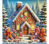 HEIBAGO 5D Diamond Painting Kits for Audlts, DIY Christmas Candy House Diamond Art Painting, Full Drill Diamond Dots Kits Gingerbread Man Rhinestone Embroidery Crystal Crafts for Home Decor 30x30cm