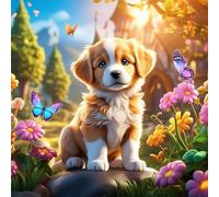 HEIBAGO 5D Diamond Painting Kits for Audlts, DIY Flowers Diamond Art Painting for Beginners, Full Drill Diamond Dots Kits Dogs Rhinestone Embroidery Crystal Crafts for Home Wall Decor 30x30cm