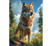 HEIBAGO 5D Diamond Painting Kits for Audlts, DIY Wolf in Forest Diamond Art Painting for Beginner, Full Drill Diamond Dots Kits Animal Rhinestone Embroidery Crystal Crafts for Home Wall Decor 30x40cm