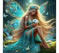 HEIBAGO 5D DIY Diamond Art Painting Kits for Audlts, Full Drill Fairy Diamond Painting for Beginners Rhinestone Embroidery Diamond Dots Set Landscape Gem Art Crafts for Home Decor 30x30cm