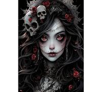 HEIBAGO 5D DIY Halloween Diamond Art Painting Kits for Audlts, Full Drill Witch Diamond Painting for Beginners Rhinestone Embroidery Diamond Dots Set Gothic Gem Art Crafts for Home Decor 30x40cm