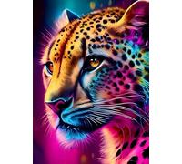 HEIBAGO Animal Diamond Painting Kits for Adults, 5D DIY Animal Full Drill Round Diamond Art Kits with Leopard Diamond Painting, Diamond Dots Perfect for Home Wall Decor 12x16inch