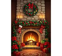 HEIBAGO Christmas Fireplace Diamond Painting Kits for Adults, 5D DIY Diamond Art Kits for Beginners Round Full Drill Painting with Diamonds Gem Art Kits Crafts Home Decor Gift for Boy Girls 30x40cm