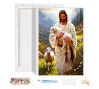 HEIBAGO Easter Paint by Numbers Framed, DIY Jesus Paint by Numbers Kits, Lamb Paint by Numbers for Adults Arts and Crafts Acrylic Pigment Drawing Paintwork Wall Art for Home Wall Decor 20x30cm