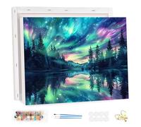 HEIBAGO Framed Paint by Numbers for Audlts, Aurora Paint by Numbers Kits for Beginners, DIY Landscape Oil Paint by Numbers Canvas Art Craft Pictures for Home Decor 20x30cm