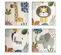 HEIBAGO Framed Paint by Numbers for Audlts Beginners, 4 Pack Animals Paint by Numbers Canvas, Audlt DIY Giraffe Oil Paint by Numbers Kits, Elephant Painting Art Craft for Home Wall Decorate 8×8 inch