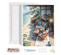 HEIBAGO Framed Paint by Numbers for Audlts Beginners, Landscape Paint by Numbers Canvas, Audlt DIY River Oil Paint by Numbers Kits Painting Art Craft for Home Decorate, 30x40cm