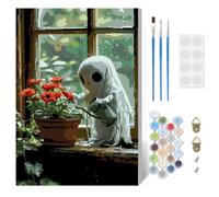 HEIBAGO Halloween Paint by Numbers Kits for Adults, Ghost Painting by Number Kits On Canvas for Beginner DIY Oil Painting Kits with Brushes Art Craft for Home Wall Decor (30x40 cm)