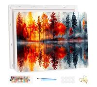 HEIBAGO Landscape Framed Paint by Numbers for Audlts, Tree Paint by Numbers Kits for Beginners, DIY Forest Oil Paint by Numbers Canvas Art Craft Pictures for Home Decor 20x30cm