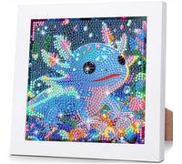 HEIBAGO Newt Diamond Art Painting with Frame, Animals Diamond Art Kits for Kids Full Drill Diamond Painting Kits DIY Cartoon Gem Art Kits with Frame DIY Educational Craft for Kids(7×7inch)