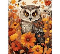 HEIBAGO Owl Paint by Numbers, Flowers Paint by Numbers for Adults Beginners, DIY Paint by Numbers on Canvas Animal Oil Painting Picture for Home Art Decor 16x20 Inch