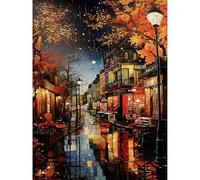 HEIBAGO Paint by Numbers for Adults Night Street, Street Scenery DIY Paint by Numbers Drawing with Paint Brushes, Oil Painting Kits on Canvas, Paint by Numbers Kit Art Crafts,30x40cm
