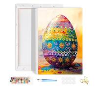 HEIBAGO Paint by Numbers for Adults with Frame Easter Egg, DIY Paint by Numbers Canvas for Beginner, Oil Painting Arts and Crafts Kit Acrylic Pigment Drawing Paintwork for Home Wall Decor 20x30cm
