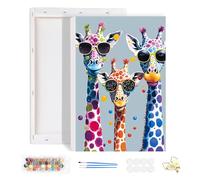 HEIBAGO Paint by Numbers for Adults with Frame Giraffe, DIY Paint by Numbers Canvas for Beginner, Animal Oil Painting Arts and Crafts Kit Acrylic Pigment Drawing Paintwork for Home Wall Decor 20x30cm