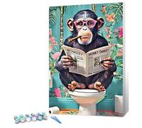 HEIBAGO Paint by Numbers Framed, Animals Reading Newspapers Paint by Numbers Kits for Adult, Paint by Numbers Canvas, DIY Oil Painting Arts and Crafts Kit Acrylic Pigment for Home Wall Decor 20x30cm