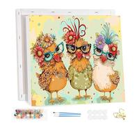 HEIBAGO Paint by Numbers Framed, DIY Chicken Paint by Numbers Kits, Animal Paint by Numbers for Adults Arts and Crafts Acrylic Pigment Drawing Paintwork Wall Art for Home Wall Decor 30x30cm