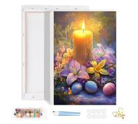 HEIBAGO Paint by Numbers Framed, DIY Easter Egg Paint by Numbers Kits, Candle Paint by Numbers for Adults Arts and Crafts Acrylic Pigment Drawing Paintwork Wall Art for Home Wall Decor 20x30cm