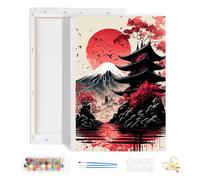 HEIBAGO Paint by Numbers Framed, DIY Japanese Architecture Paint by Numbers Kits, Paint by Numbers for Adults Arts and Crafts Acrylic Pigment Drawing Paintwork Wall Art for Home Wall Decor 20x30cm