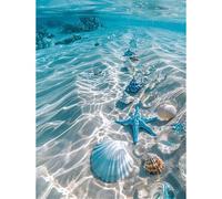 HEIBAGO Sea 5D DIY Diamond Art Painting Kits for Audlts, Full Drill Shells Diamond Painting for Beginners Rhinestone Embroidery Diamond Dots Set Landscape Gem Art Crafts for Home Decor 30x40cm