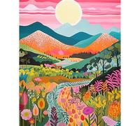 HEIBAGO Sunset Paint by Numbers for Adults, Mountain Oil Painting Kits for Beginners, DIY Paint by Numbers Canvas Landscape Art Pictures for Home Decor,40x50cm