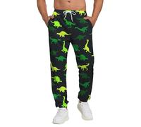 heibaosi Men's Jogger Pants Sweatpants Funny Jogger Workout Track Pants with Pockets Running Athletic Pants, Green Dinosaur, XL